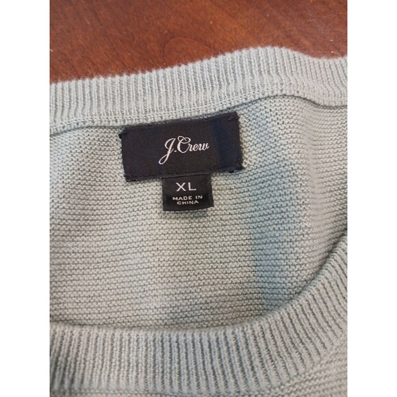 J Crew Sweatshirt Womens XL Mint Green Crew Neck Pullover Waffleknit Lightweight - Picture 9 of 12